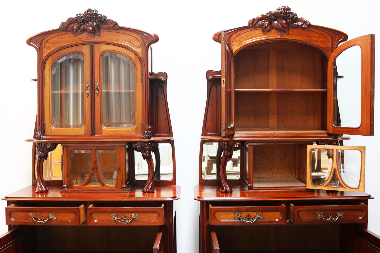 Monumental Pair Of Art Nouveau Buffet Cabinets By Maison Gouffé Jeune 1902 Paris photo vinterior