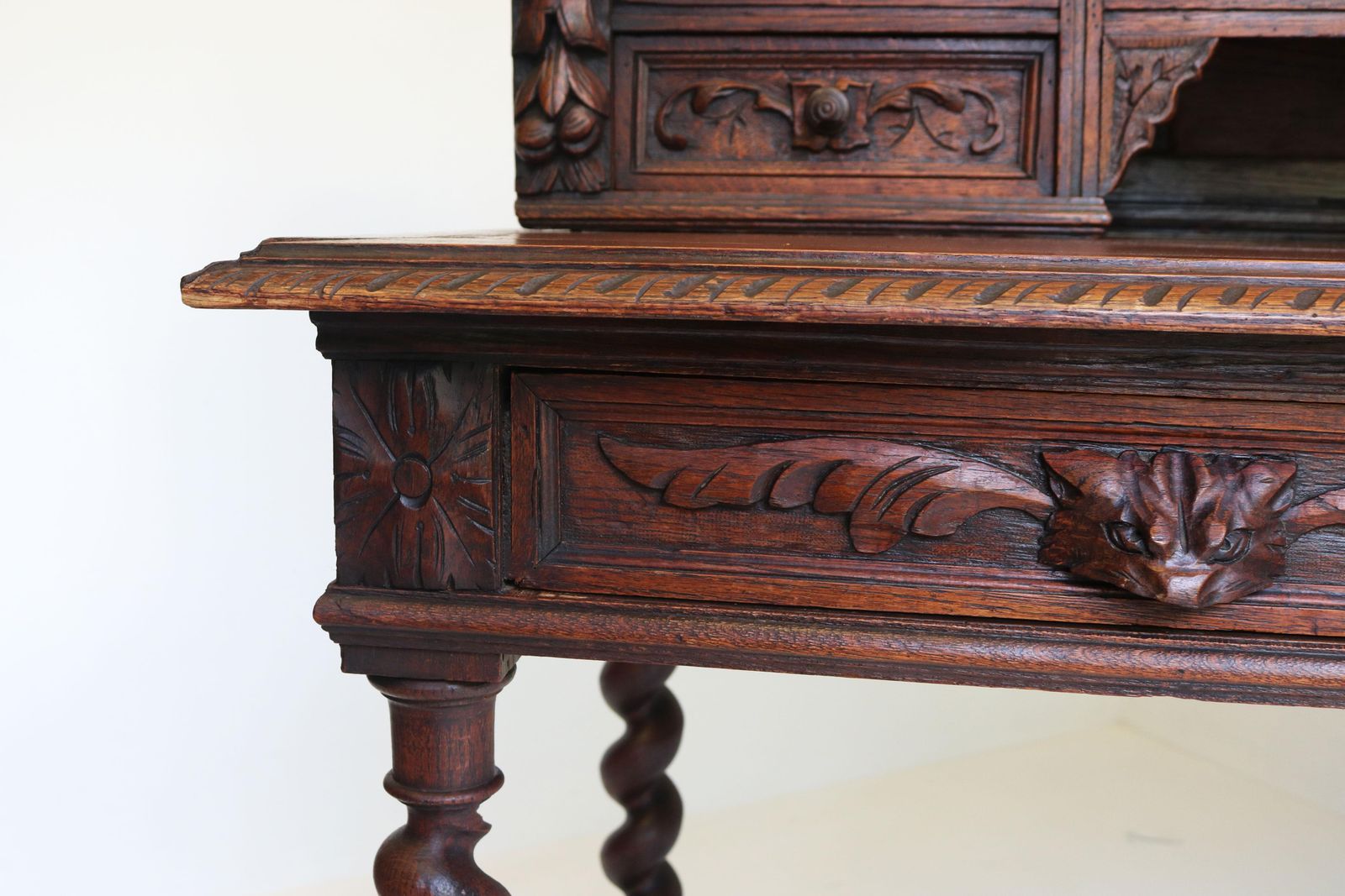 photo for sale French 19th Century Antique Writing Desk Black Forest Hunt Renaissance Revival
