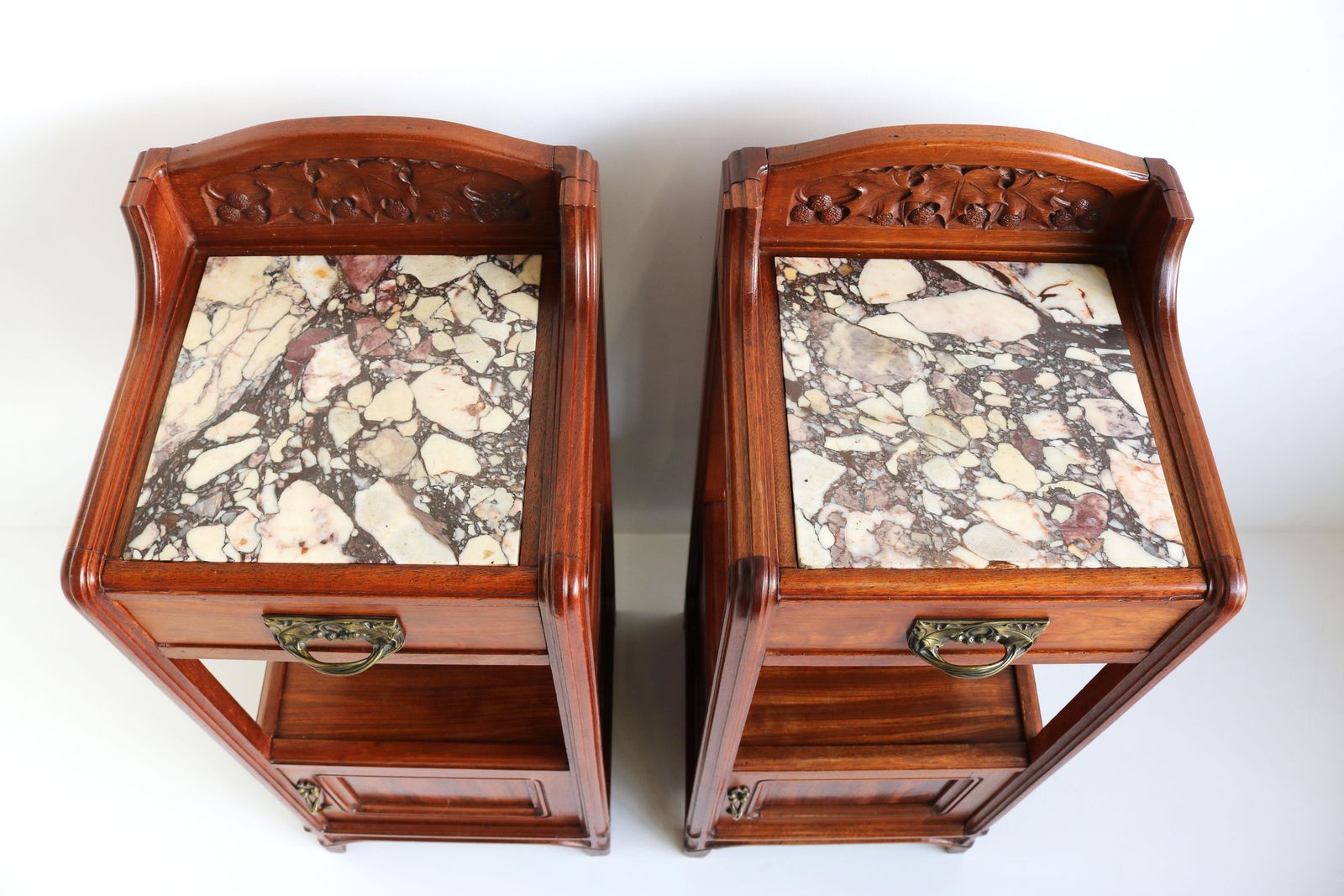 Gorgeous Art Nouveau / Art Deco Pair Antique Nightstands Paul Alexandre Dumas photo for sale