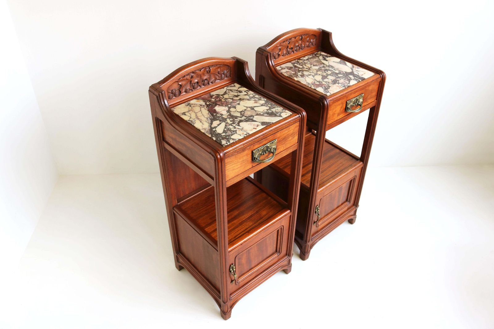 Gorgeous Art Nouveau / Art Deco Pair Antique Nightstands Paul Alexandre Dumas photo vintage