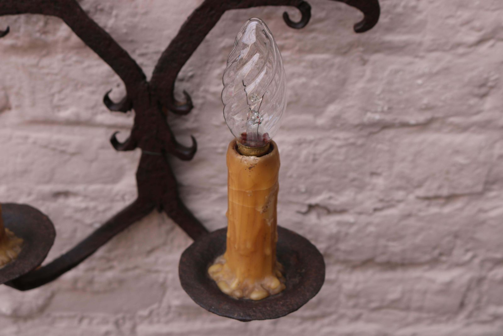 Antique French Wrought Iron Wall Lights / Sconces Spanish Style 1900 Arts Crafts photo vinterior