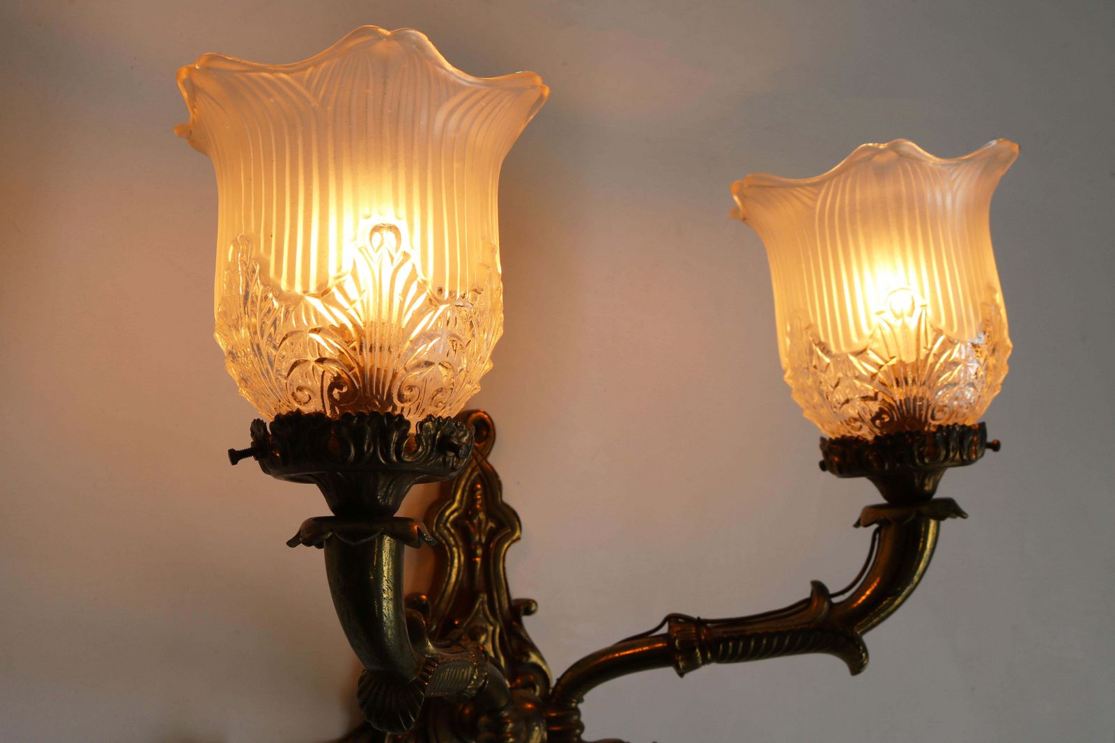 Pair Of Brass Empire 19th Century Wall Lights With Serpent Heads Sconces Glass photo Lighting