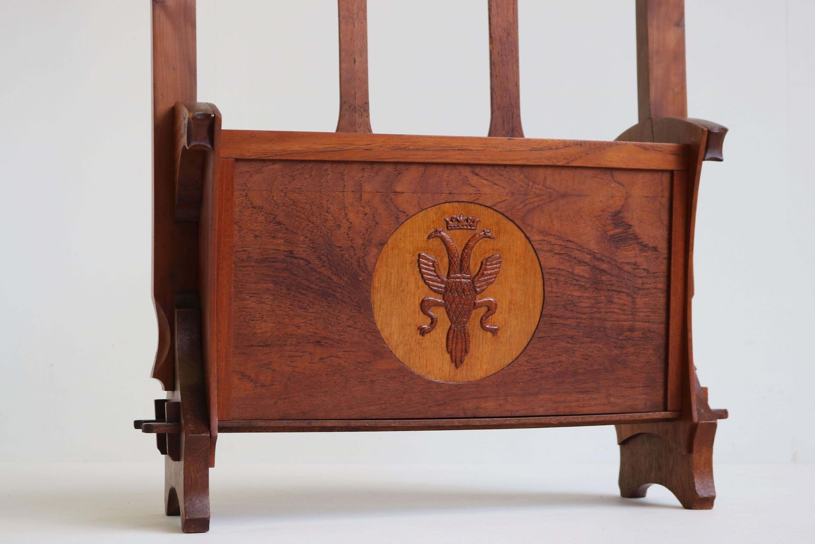 photo for sale Antique Dutch Amsterdam School 1920 Magazine Rack / Stand Arts & Crafts Owl Teak