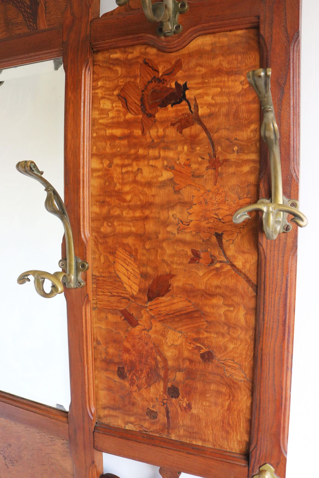 8412.0 French Art Nouveau Hall Tree / Coat Rack By Emile Galle 1905 Marquetry Hallway photo