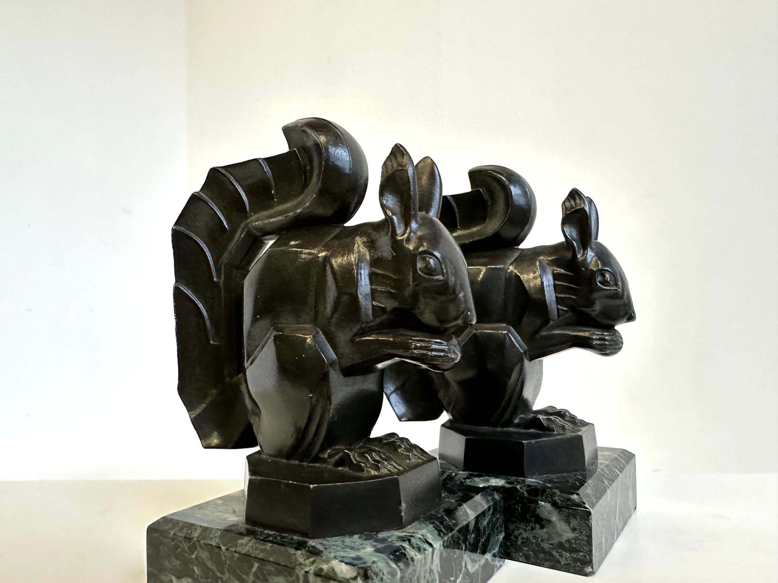 Antique Art Deco ''Squirrel'' Bookends By Max Le Verrier 1930 France Marble photo Home Decor