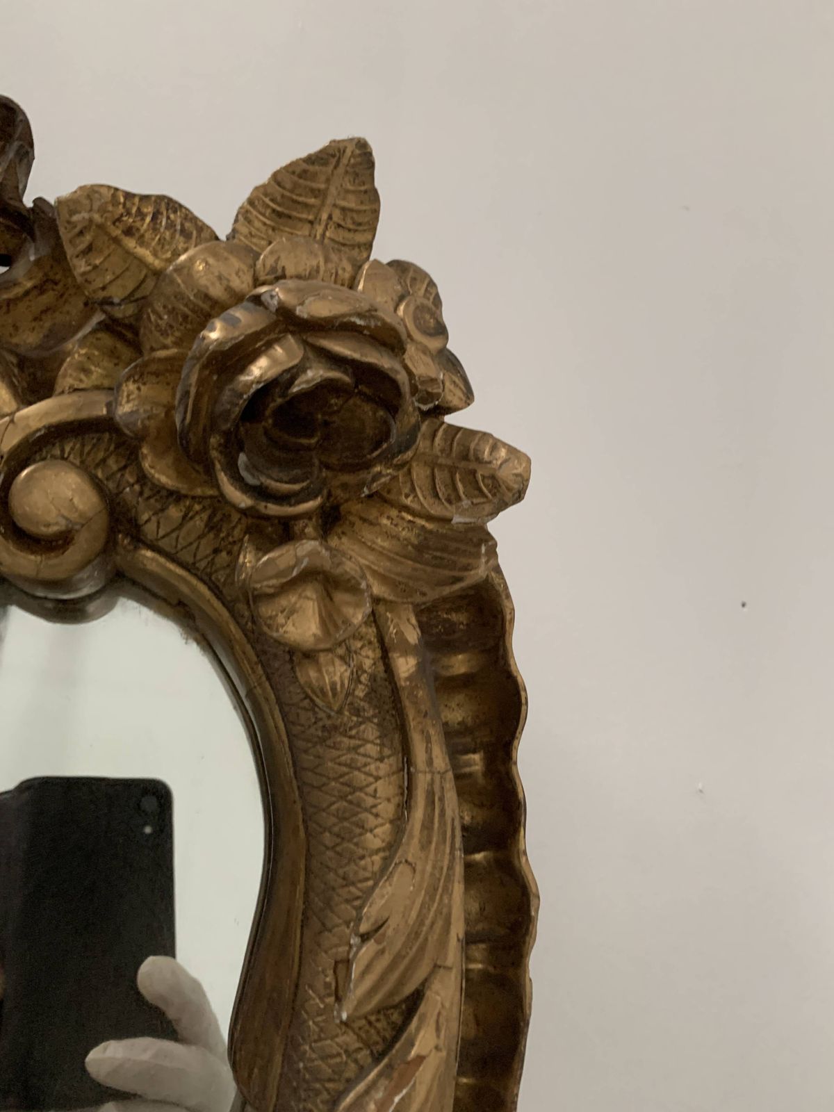 Louis XV Mirror In Carved Gilded Wood, Late 18th Century photo vintage