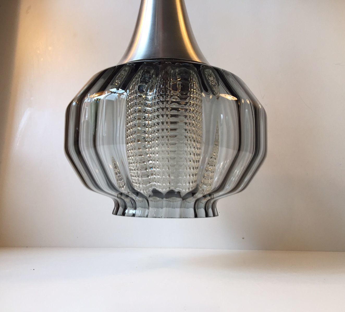 Vintage Hanglamp Van Optisch Glas In Uivorm, Orrefors, Ca. Jaren 1970 photo Verlichting