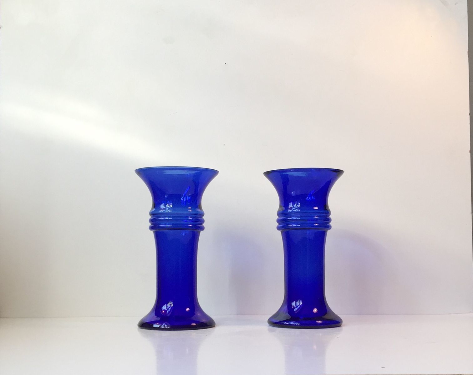 Cobalt Blue Glass Vases By Michael E. Bang For Holmegaard, 1980s, Set Of 2