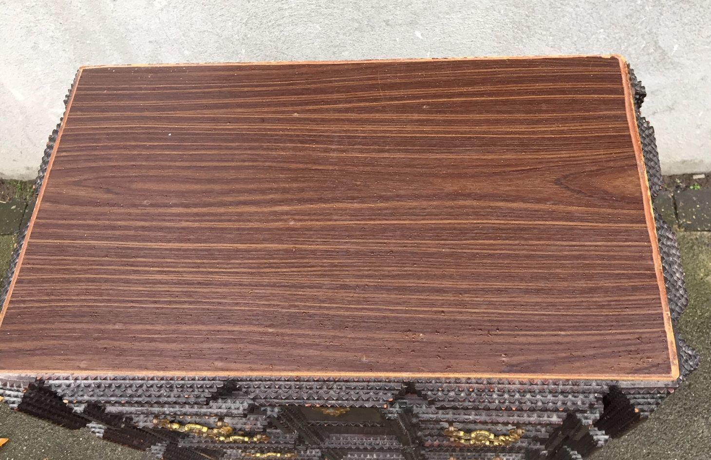 Antique Hand Carved Tramp Art Chest Of Drawers, 1903 photo 1044.0