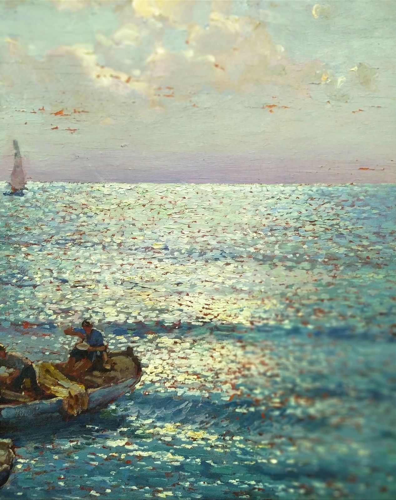 Early 1900's Seascape Painting By Federico Morello,1885 1945. photo for sale