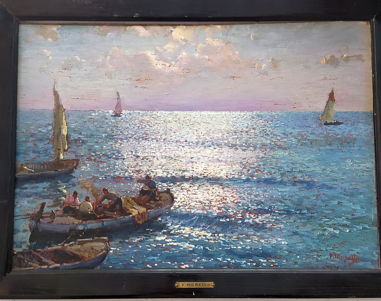 Early 1900's Seascape Painting By Federico Morello,1885 1945. photo buy