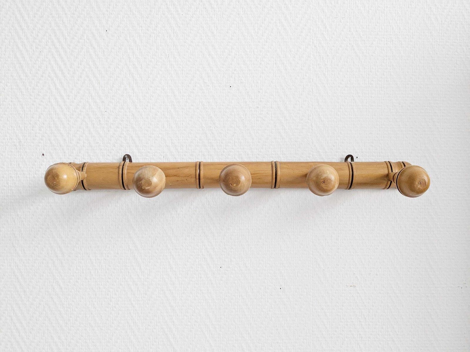 Vintage Wooden Wardrobe, Wardrobe In Bamboo Look, Country House Wall Wardrobe photo for sale