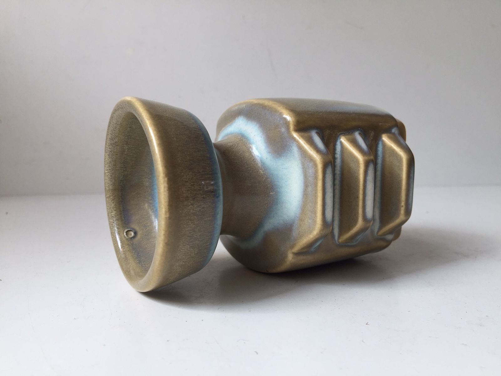 Ridged Danish Ceramic Vase By Einar Johansen For Søholm, 1960s photo for sale