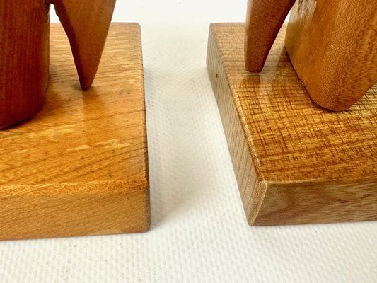 photo for sale Mid Century Carved Elephant Bookends From Rhön Kunst, 1960s, Set Of 2