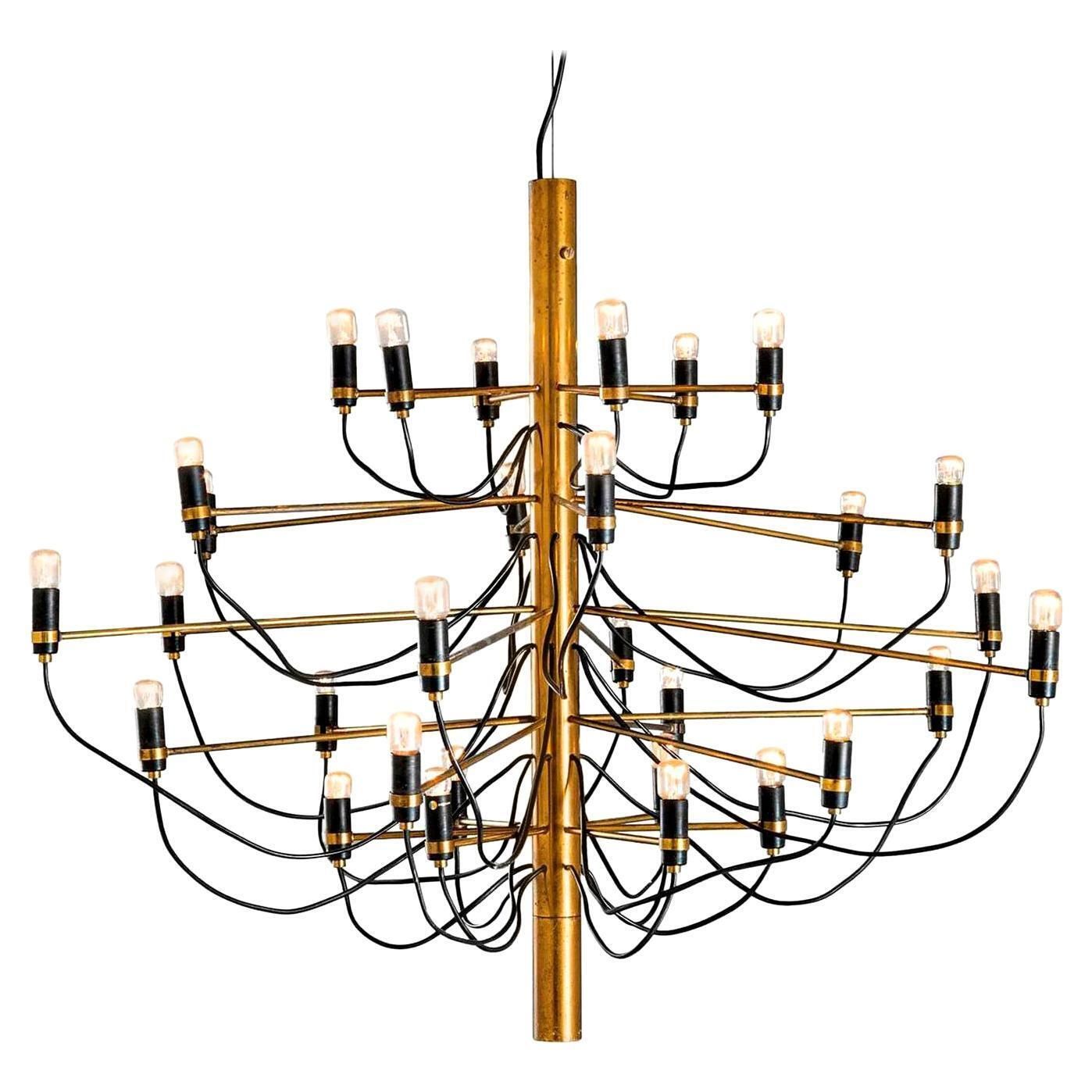 Mid Century Modern Gino Sarfatti Brass Italian '2097/30' Chandelier, 1960s