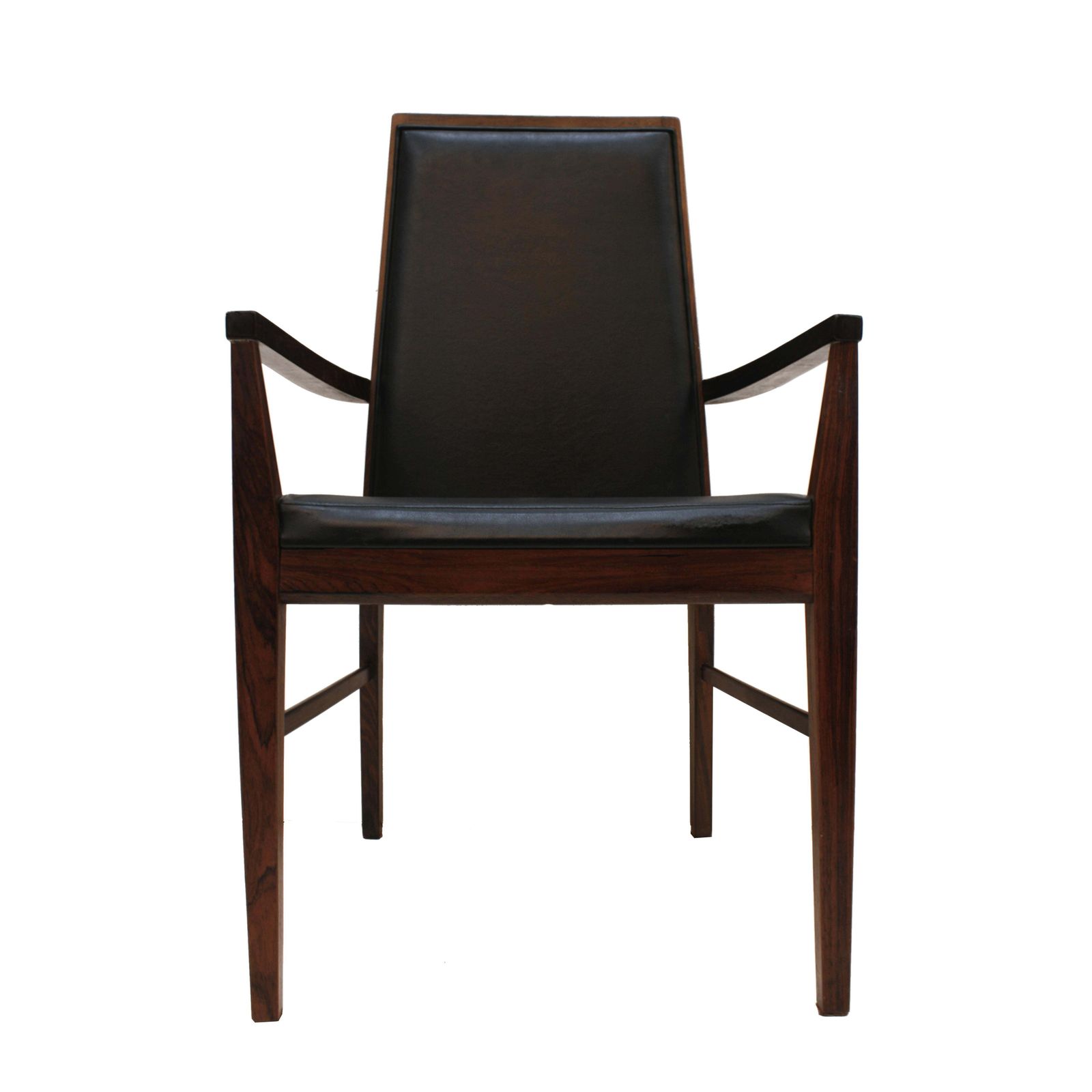Arne Vodder Mid Century Modern Set Of Six Leather Dyrlund Danish Chairs, 1960s photo furniture