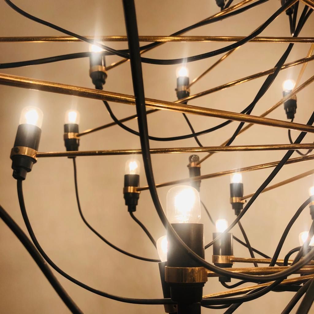 Mid Century Modern Gino Sarfatti Brass Italian '2097/30' Chandelier, 1960s photo 3366.0