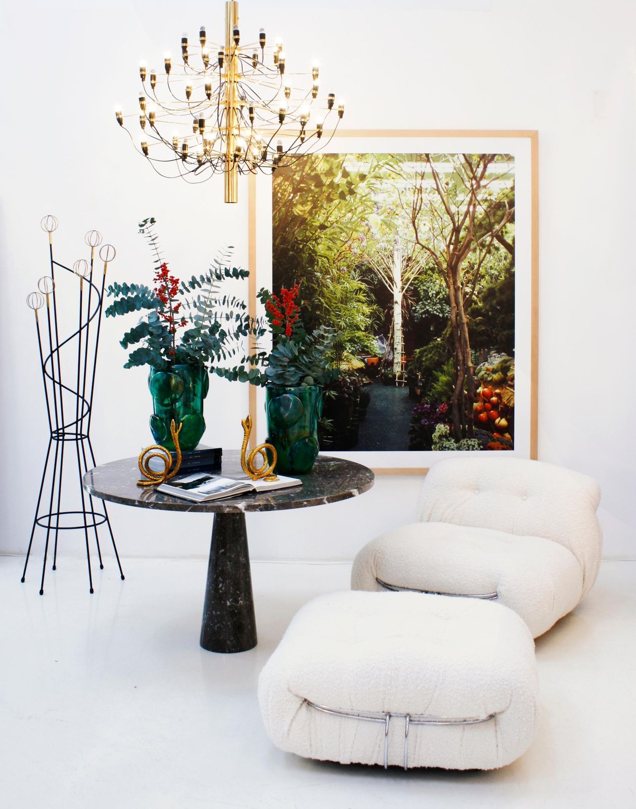 photo vinterior Mid Century Modern Gino Sarfatti Brass Italian '2097/30' Chandelier, 1960s