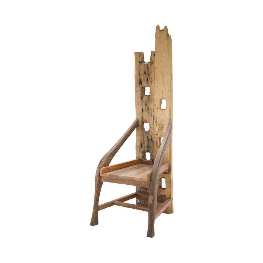 Midcentury Sculptural Olive Wood And Walnut French Chair photo for sale