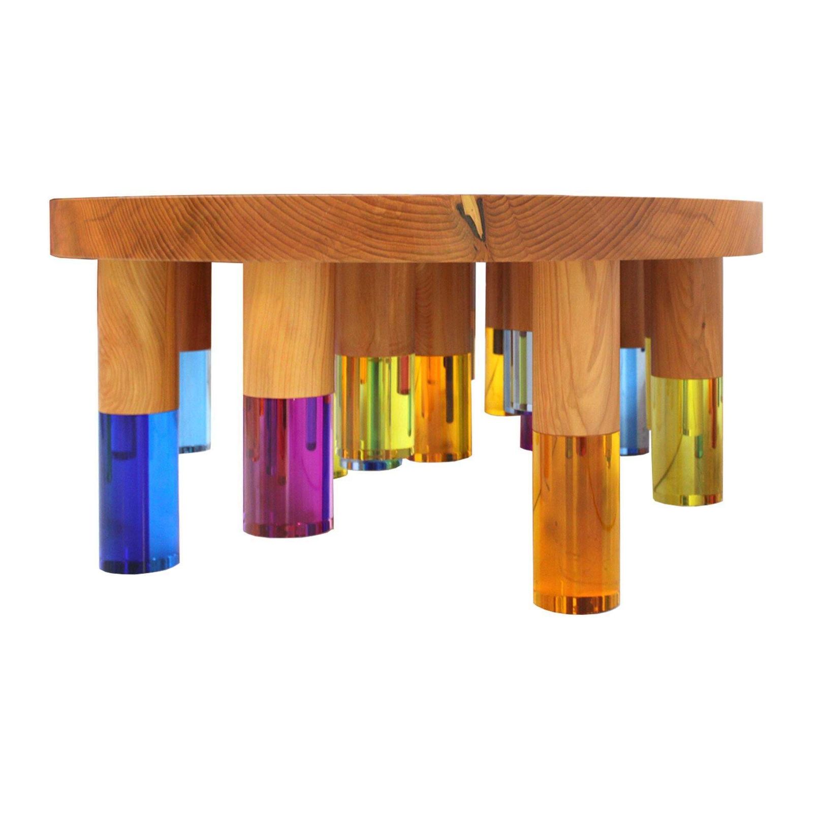 Studio Superego Modern Wood And Multicolor Plexiglass Italian Coffee Table photo 14069.0