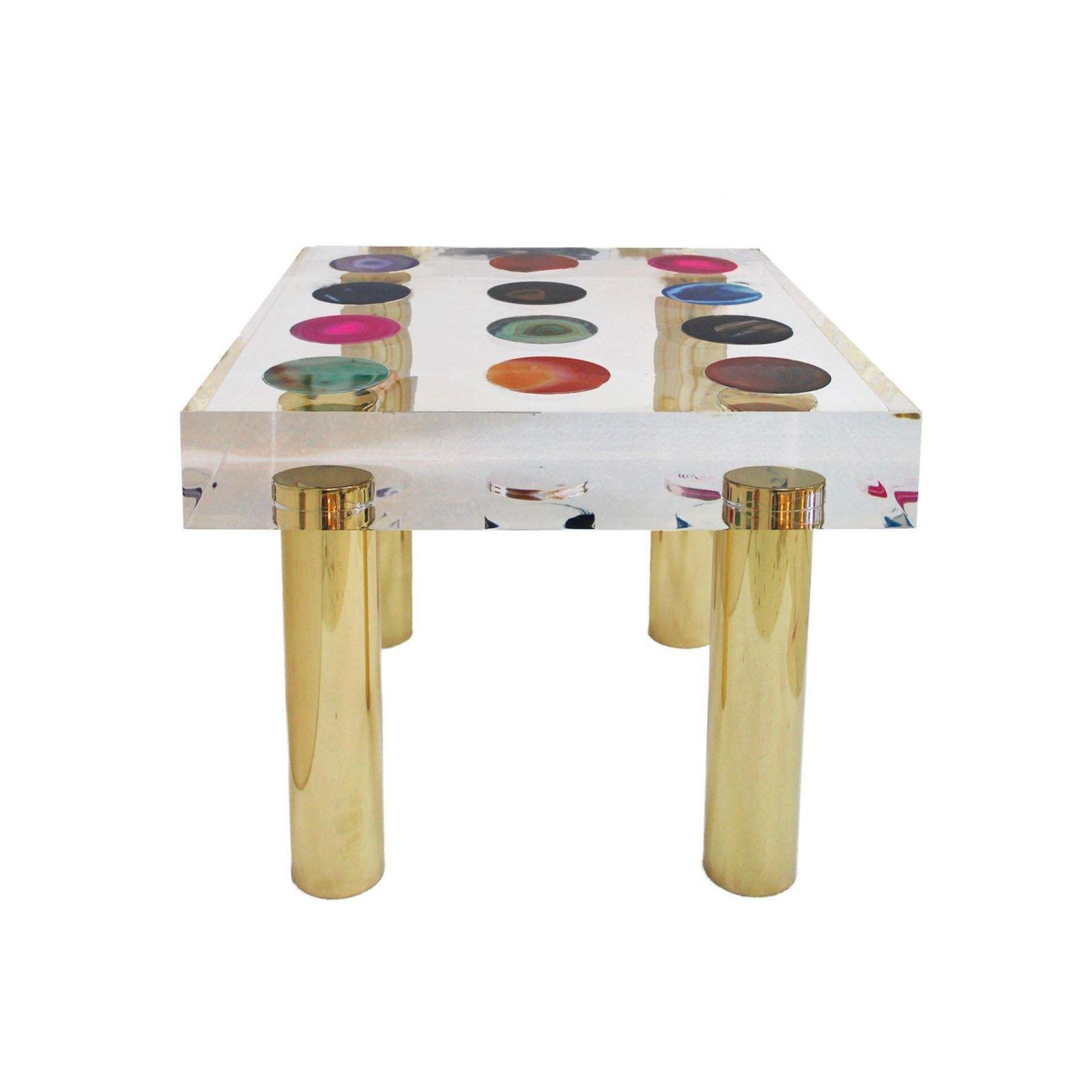 Superego Contemporary Modern Italian Plexiglass And Brass Side Table photo 10141.0