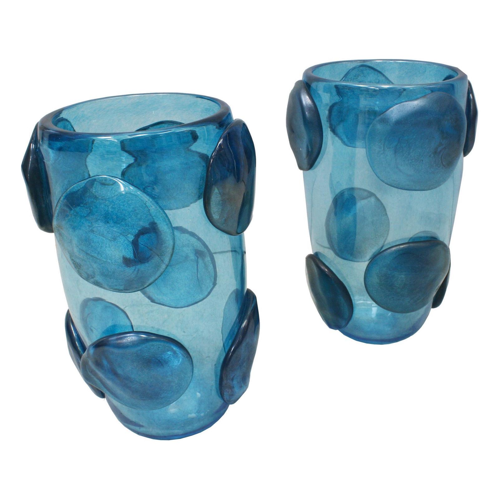 Mid Century Modern Costantini Blue Murano Glass Pair Of Italian Vases photo furniture