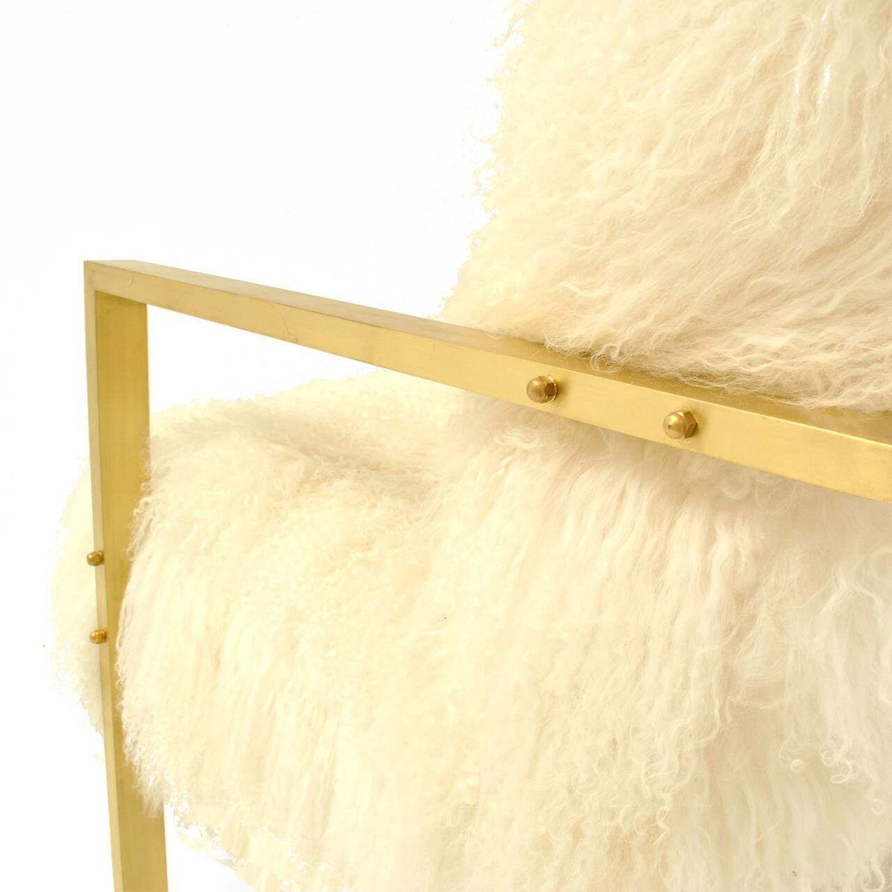 Pair Of L.A. Studio Contemporary Modern White Mongolian Goat Italian Armchairs photo buy