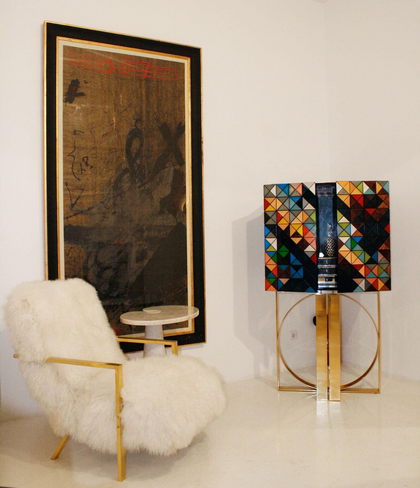 Pair Of L.A. Studio Contemporary Modern White Mongolian Goat Italian Armchairs photo vintage