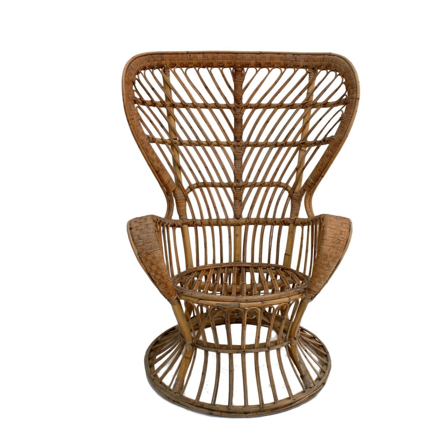 Carminati Mid Century Modern Bamboo Rattan Italian Armchairs photo furniture