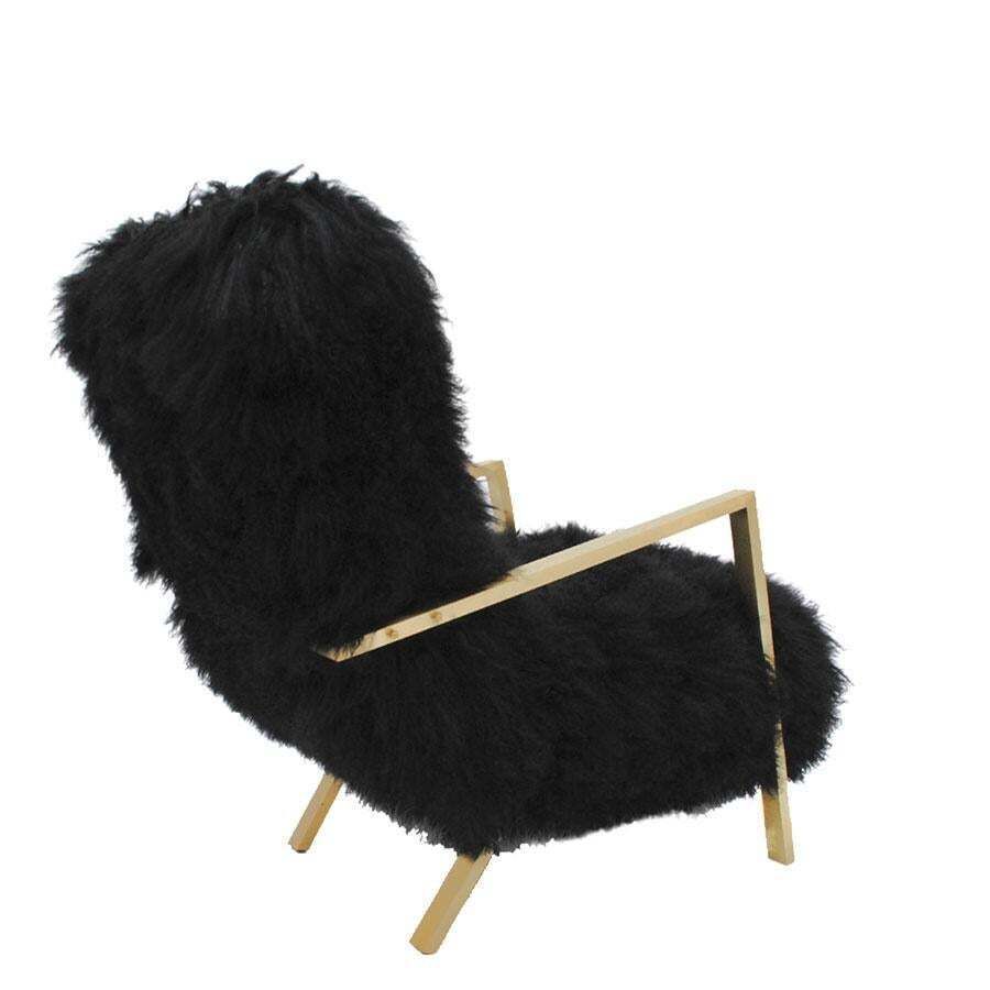 Pair Of L.A. Studio Contemporary Modern Black Mongolian Goat Italian Armchairs photo Furniture