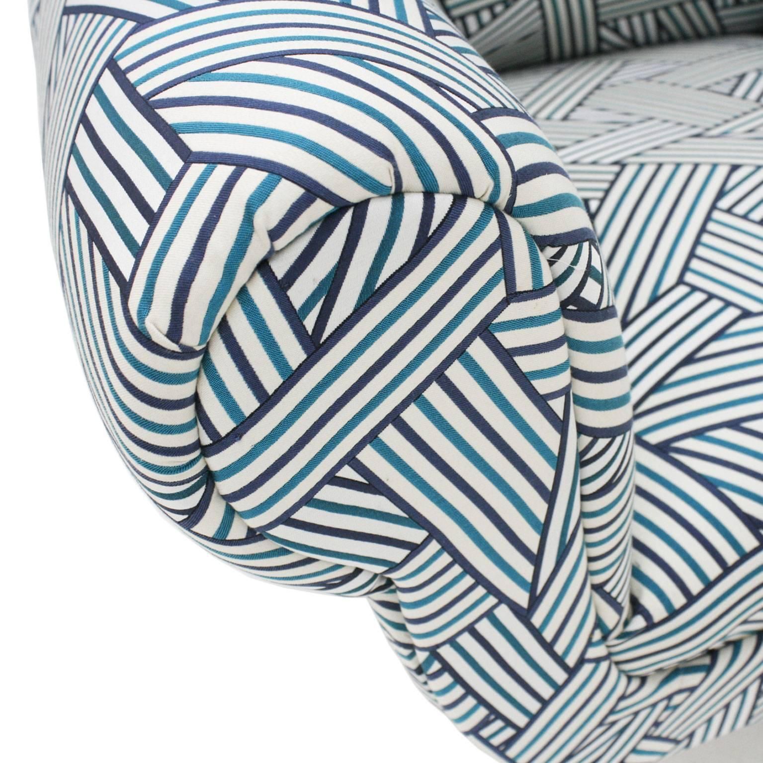 Gigi Radice Midcentury Cotton Fabric And Black Lacquered Italian Armchairs photo buy