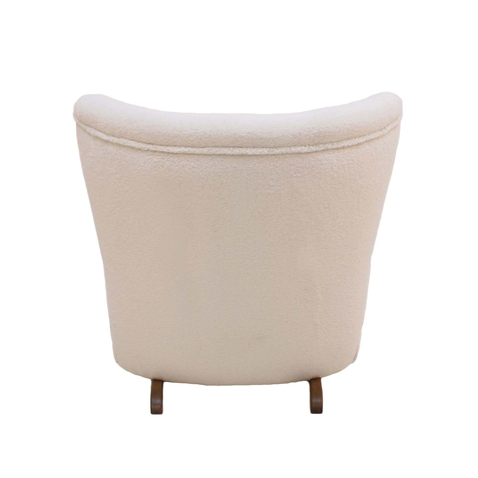 Late 20th Century White Wool And Solid Wood Pair Of Armchairs, Norway photo vinterior