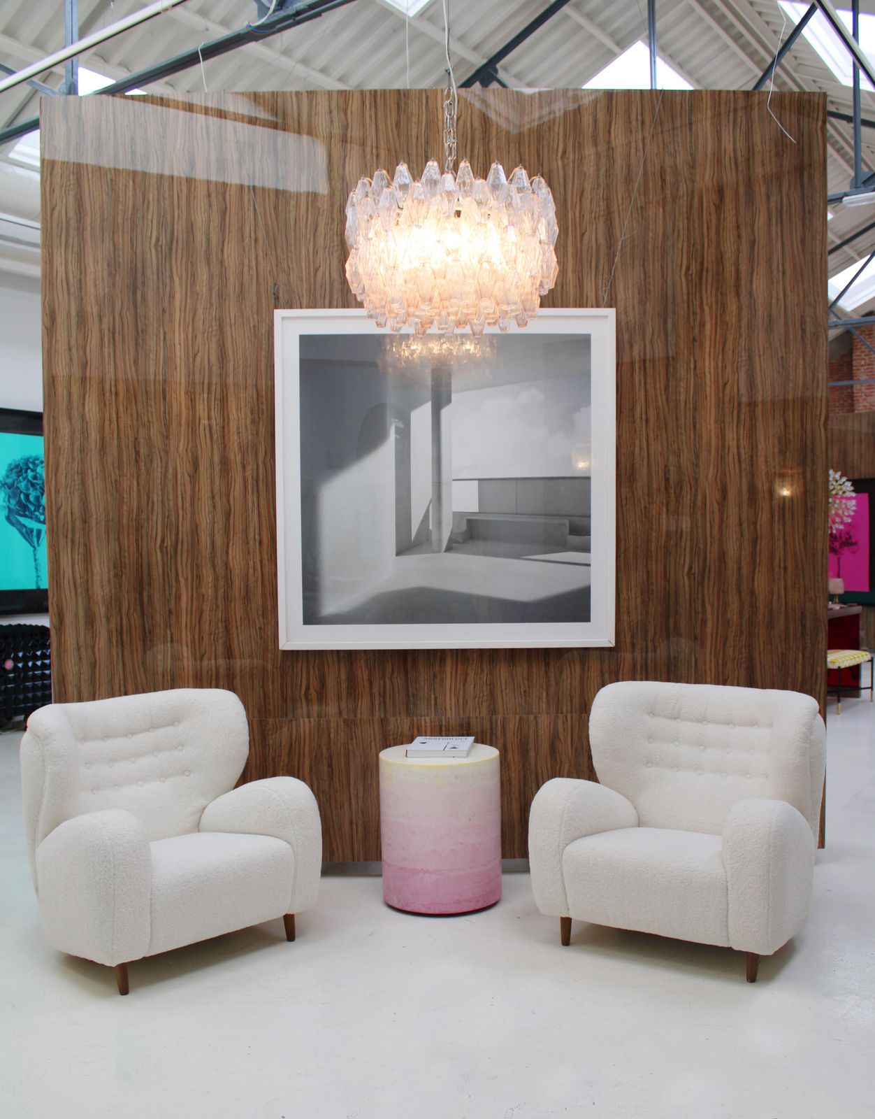 photo furniture Late 20th Century White Wool And Solid Wood Pair Of Armchairs, Norway