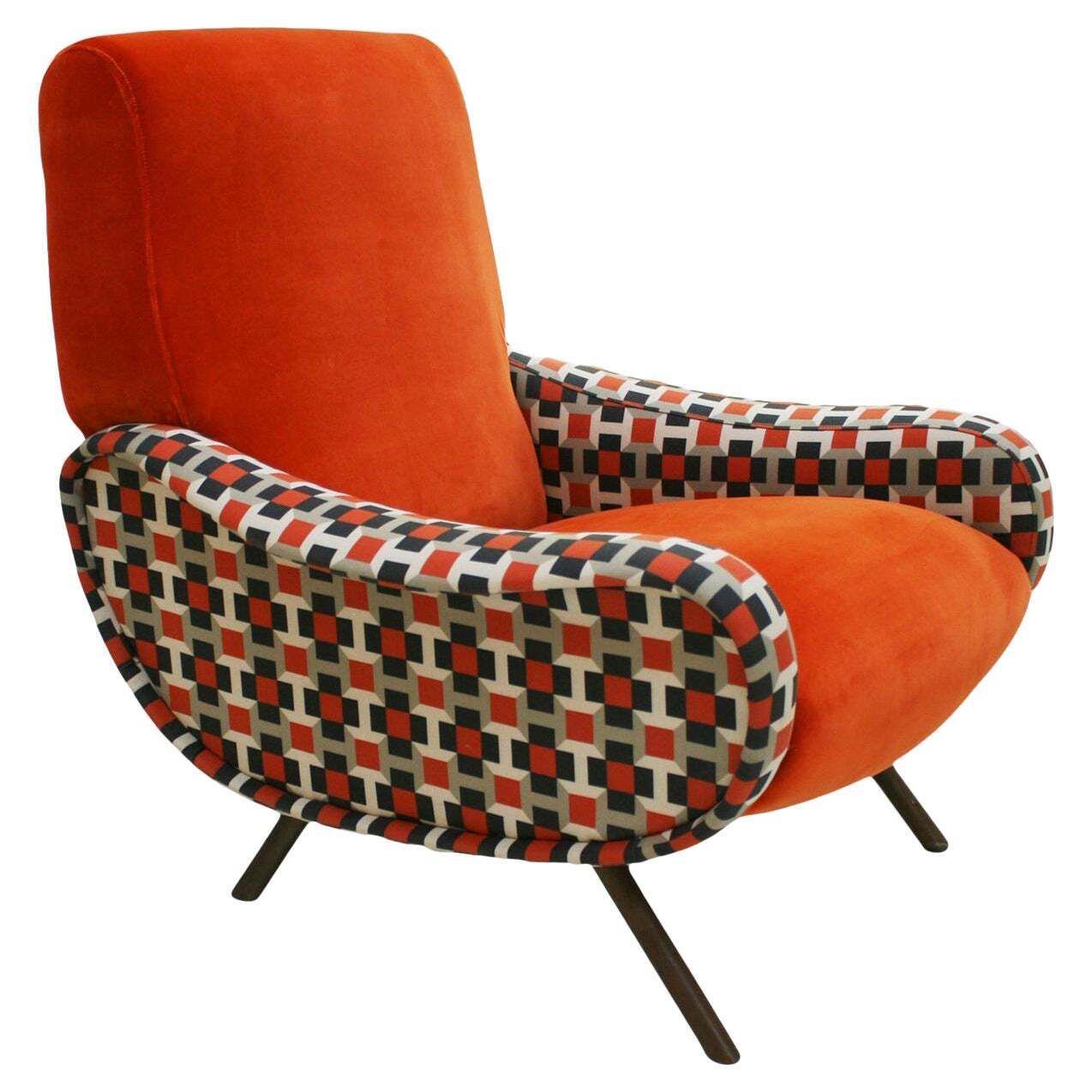 Lady Marco Zanuso By Arflex Cotton Velvet And Hermes Fabric Italian Armchair