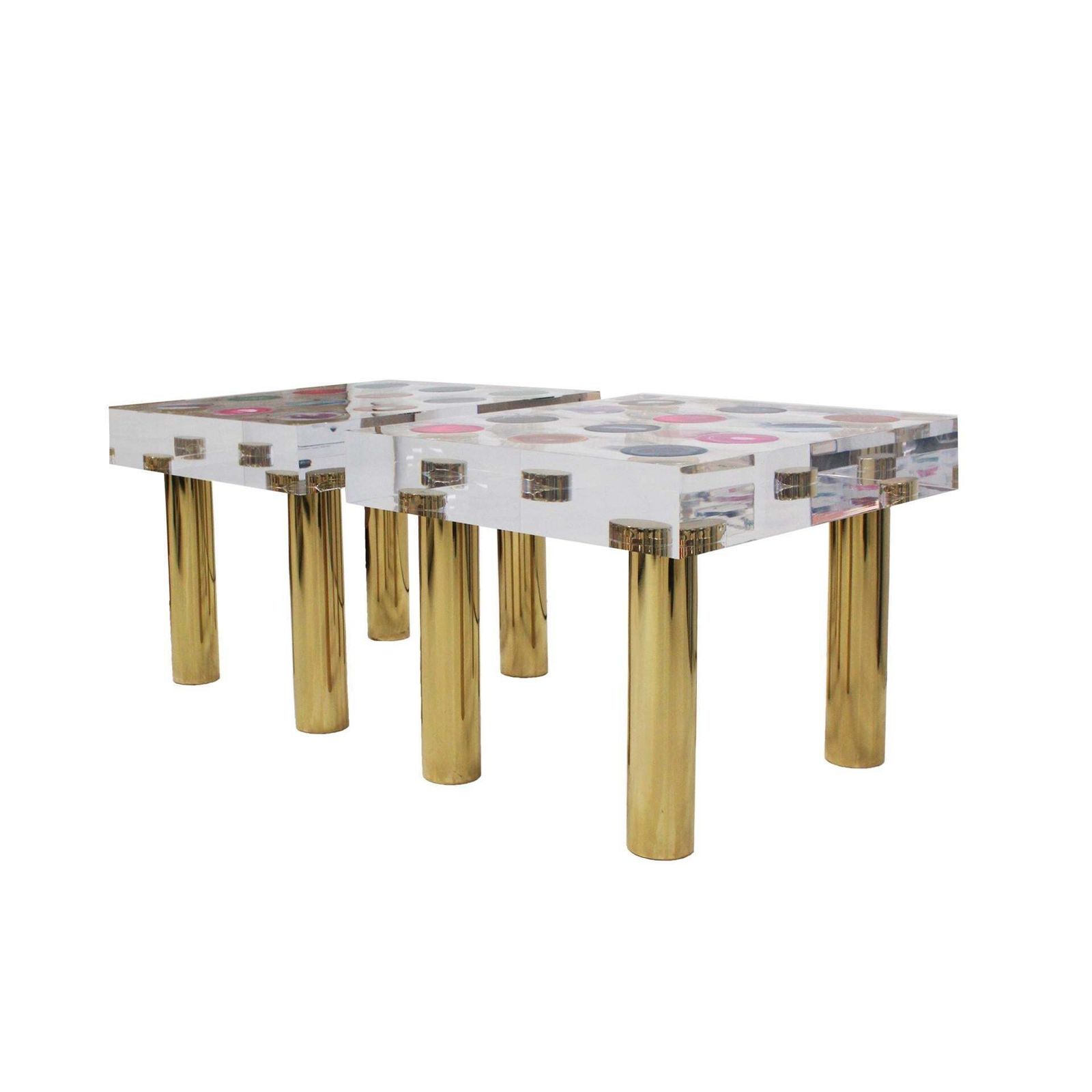 Superego Contemporary Modern Italian Plexiglass And Brass Side Table photo Furniture