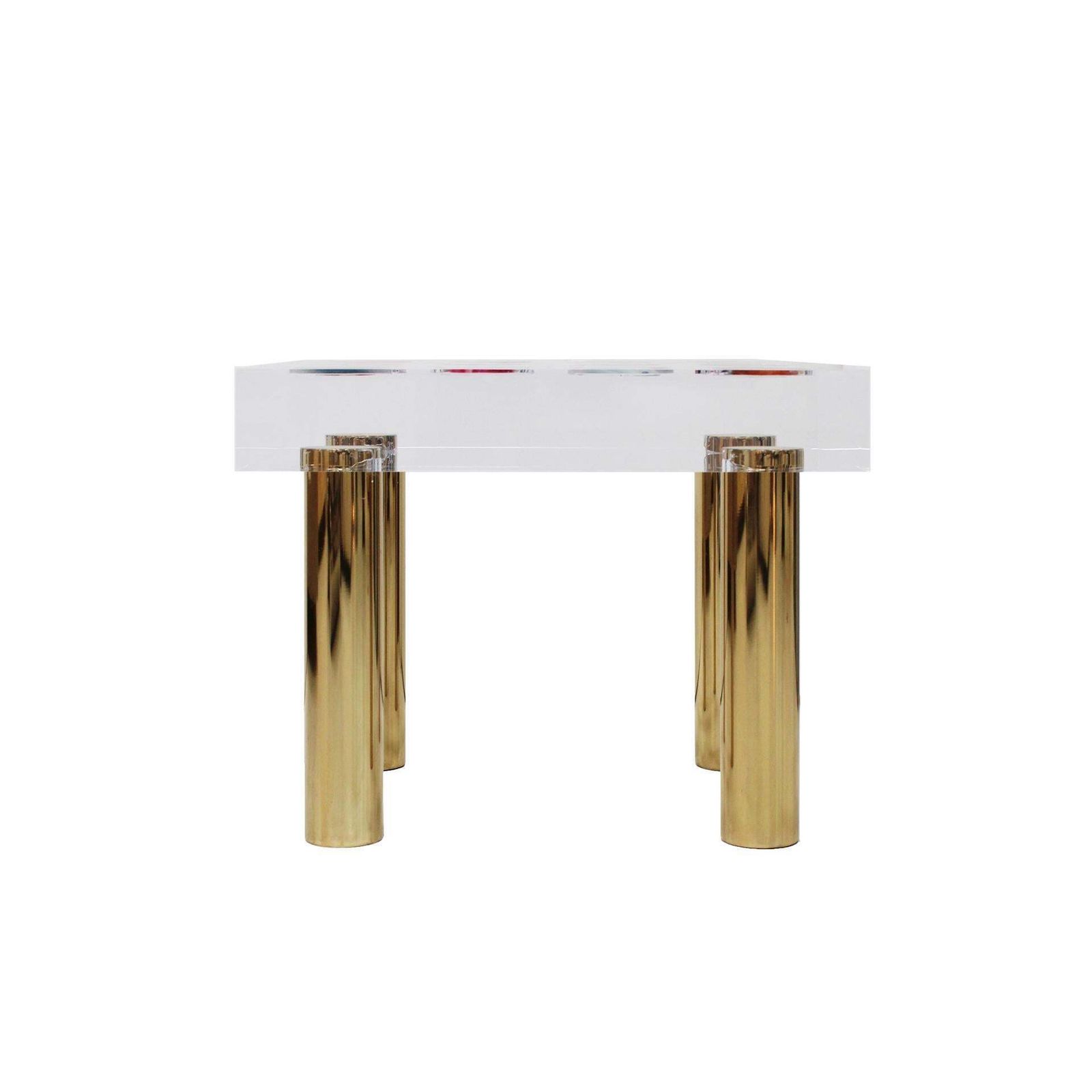 Superego Contemporary Modern Italian Plexiglass And Brass Side Table photo buy
