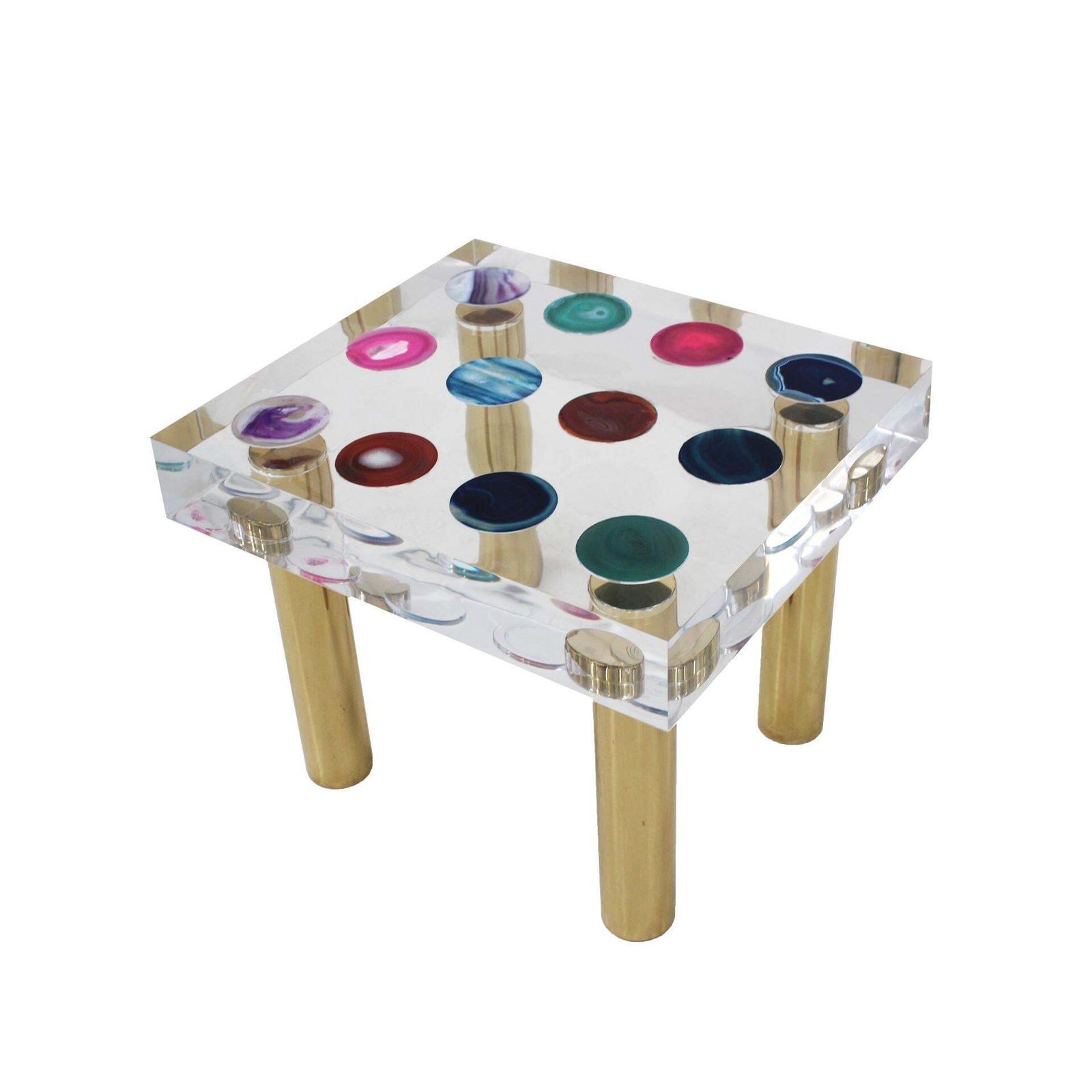 photo furniture Superego Contemporary Modern Italian Plexiglass And Brass Side Table