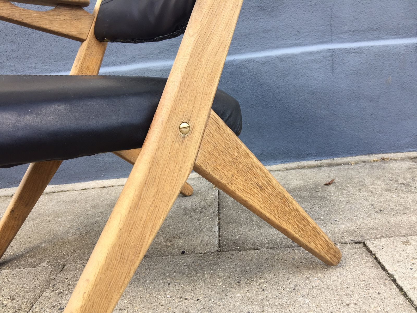 Danish Oak & Leather Lounge Chair By Arne Hovmand Olsen, 1960s photo for sale