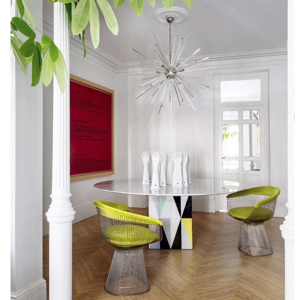 Furniture Contemporary Wood Italian Dining Table With Marble Top After Gio Ponti photo