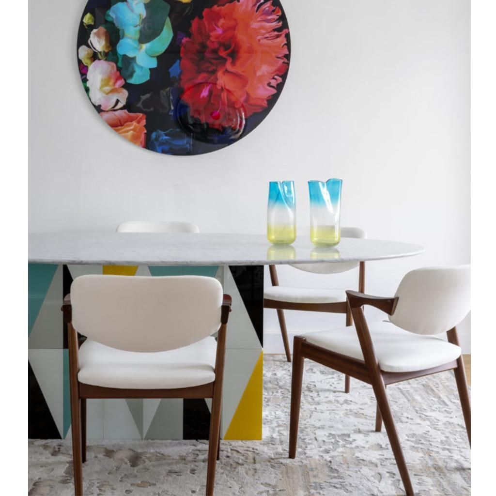 photo vinterior Contemporary Wood Italian Dining Table With Marble Top After Gio Ponti