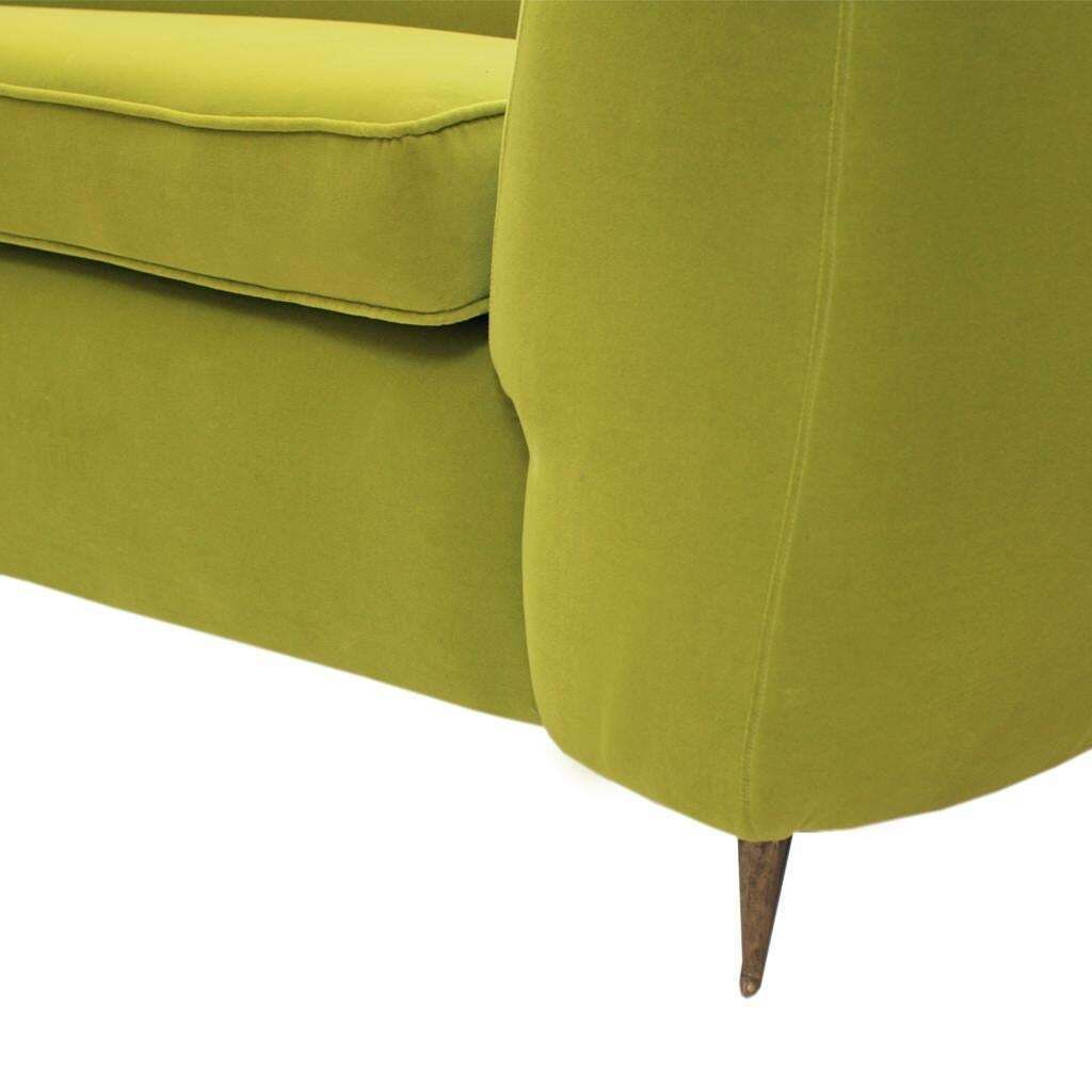 L.A. Studio Contemporary Lime Cotton Velvet Curved Italian Sofa photo vintage