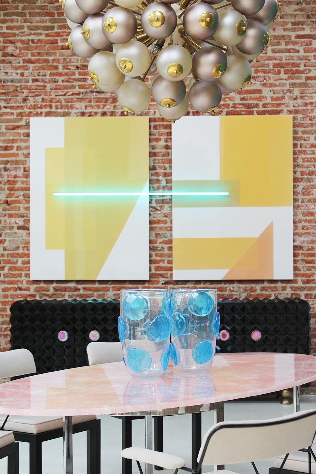 Contemporary Dining Table Made Of Rose Quartz Designed By L.A. Studio photo buy