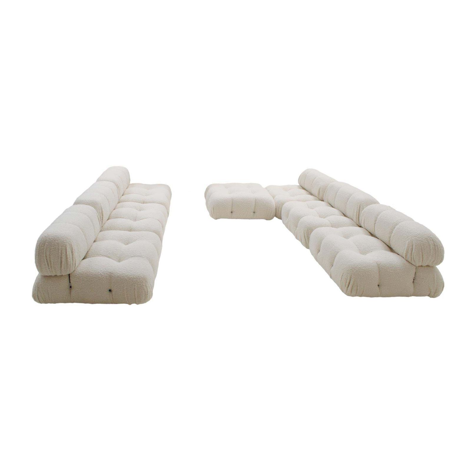 Mid Century By Mario Bellini Italian Camaleonda White Bouclé Fabric Modular Sofa photo for sale