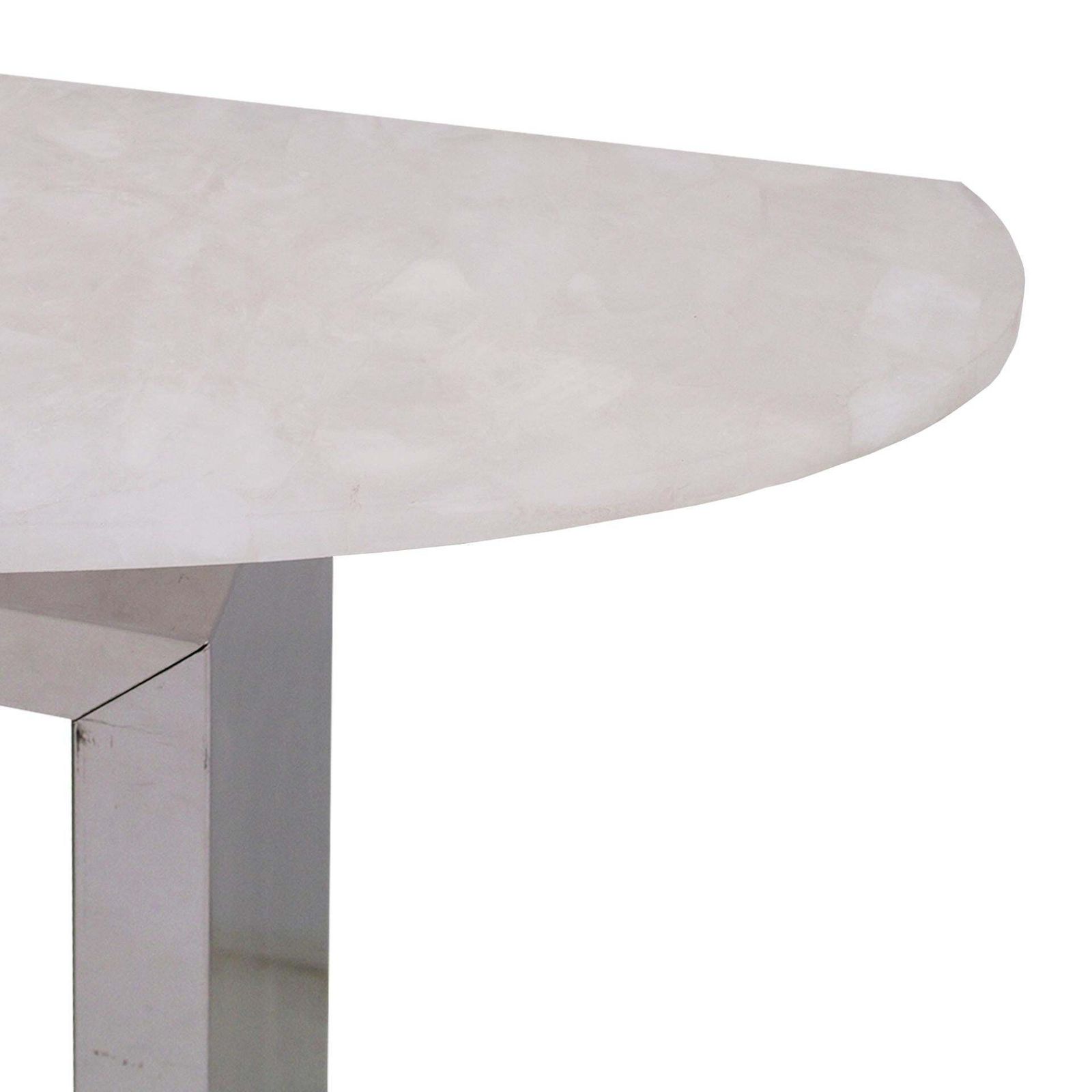 Contemporary Italian Demilune Console Table Made Of White Quartz And Steel Base photo 5752.0