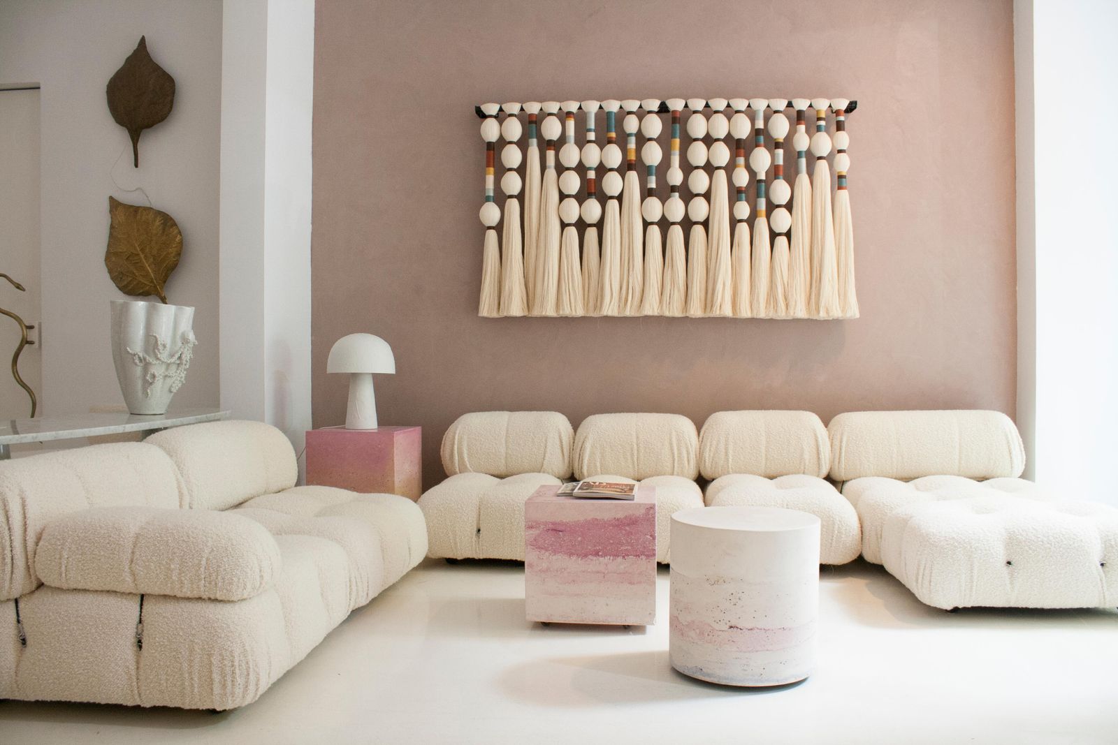 photo for sale Mario Bellini For B&B Italia "Camaleonda" White Bouclé Fabric Modular Sofa