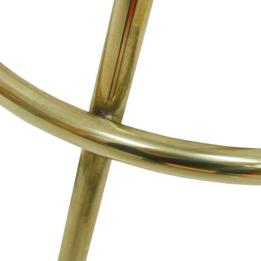 Midcentury Style Circular Brass And Cotton Velvet Italian Bar Stools photo vinterior