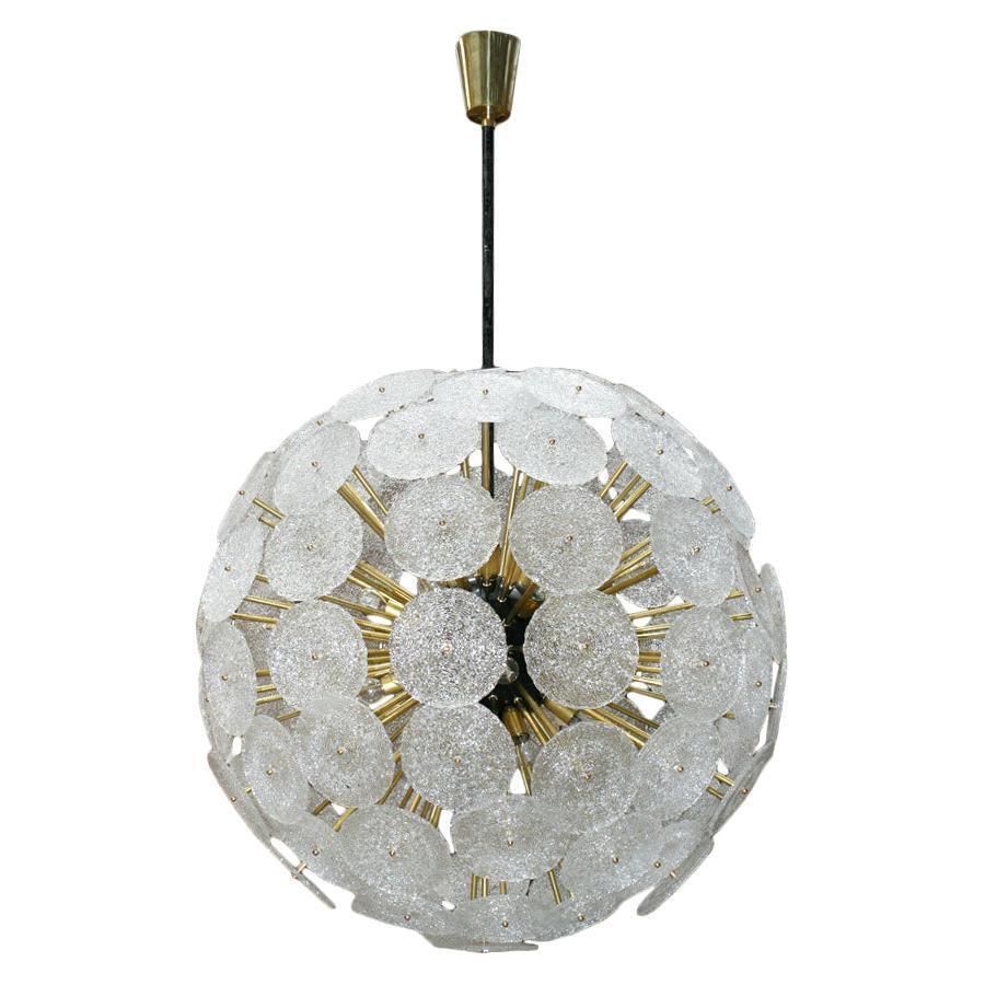 Mid Century Modern Style "Sputnik" Murano Glass And Brass Italian Pending Lamp