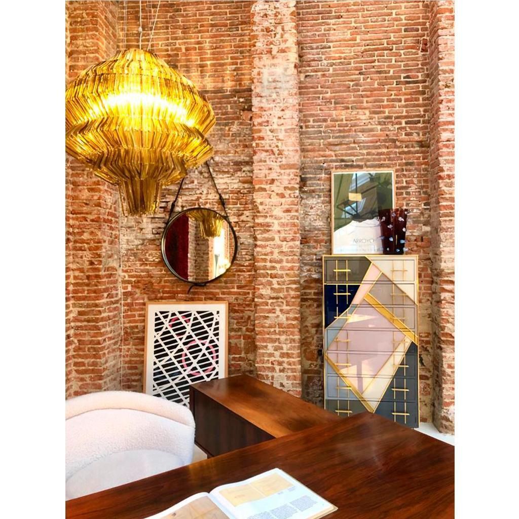 photo vinterior Mid Century Modern Style Murano Glass And Brass Italian Commode