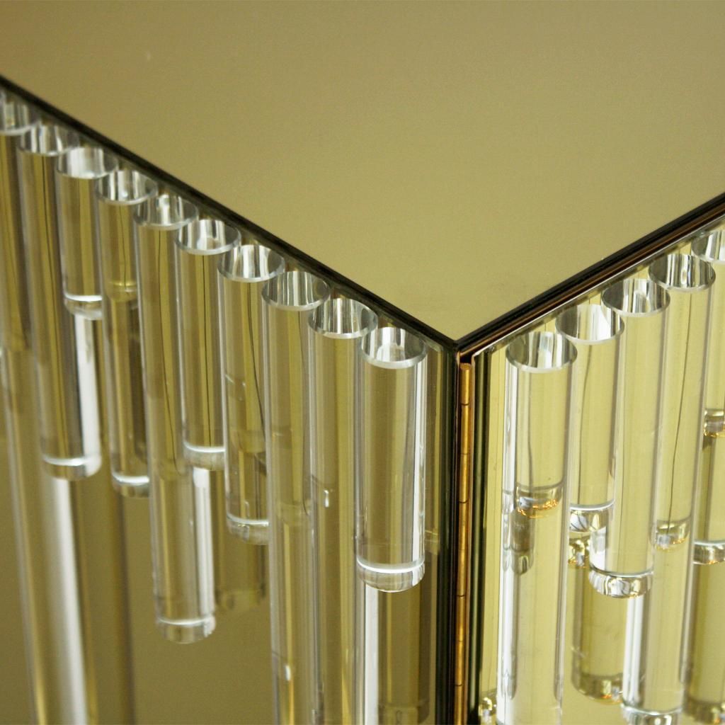 Mid Century Modern Style Glass And Golden Mirror Pair Of Italian Sideboards photo buy