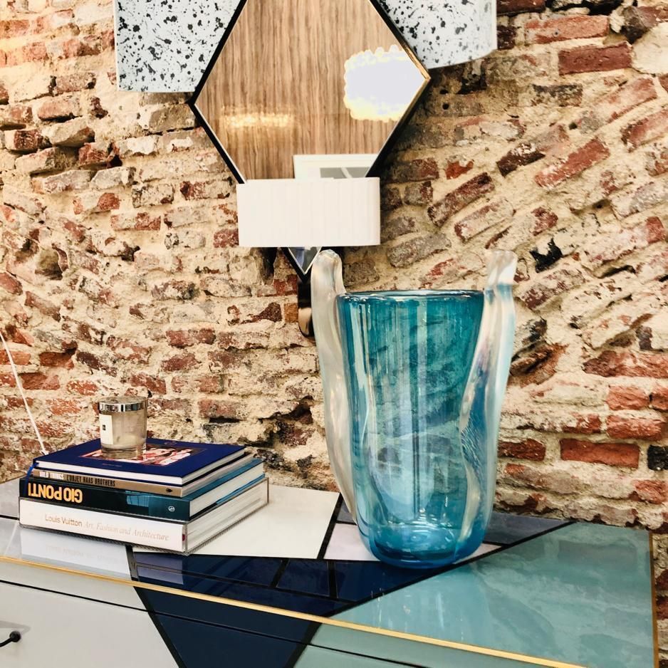 photo buy Elena Salmistraro Contemporary Italian Mirror Light Blue "Bonnet"